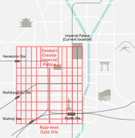 Map of an ancient capital of Japan Heian-kyo